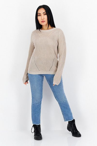 comma Women Round Neck Long Sleeve Knitted Sweater, Dusty Pink