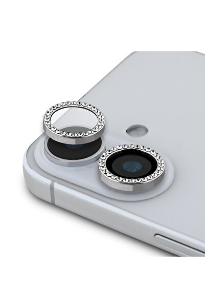 Guess iPhone 16 Guess Lisanslı Rhinestone Parlak Taşlı Kamera Lens Koruyucu G...