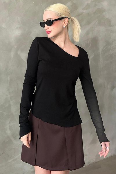 Madmext Schwarzer Damen-Body mit asymmetrischem Ausschnitt – Mg2311