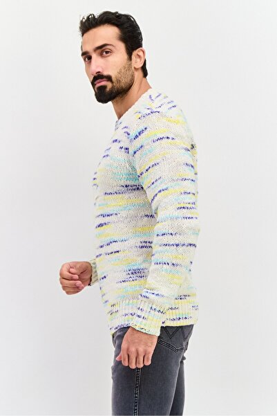 Esprit Men Ribbed Collar Knitted Sweater, Light Beige