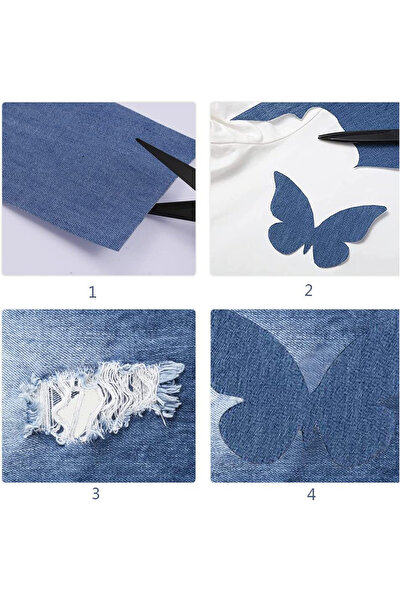 FIXALL ADHESIVE PRODUCTS Kot Jeans Denim Kumaş Yapışkanlı Tamir Yama Seti 17 Parça Siyah