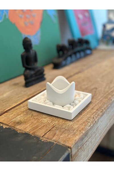 Parasole Single Modern Design Concrete Gemstone Candle Holder (Candle Gift)