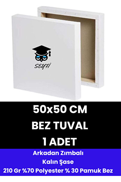 SEYFİKİRTASİYE 50X50 cm Bez Tuval Arkadan Zımbalı Tuval Kalın Şase 210 Gr %70...