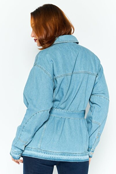 Esprit Women Washed Denim Jacket, Blue