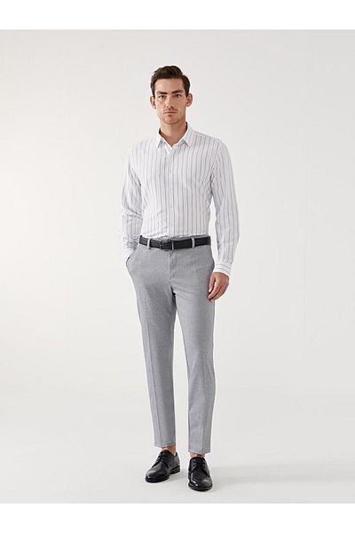 LC Waikiki Ανδρικό ριγέ μακρυμάνικο πουκάμισο LCW Vision Slim Fit