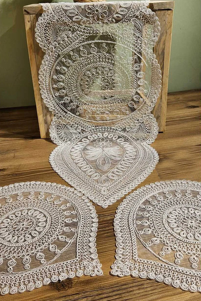 Çt Çeyizci Tekstil طقم طاولة قهوة لغرفة المعيشة مكون من 3 قطع، طقم مكون من 3 قطع