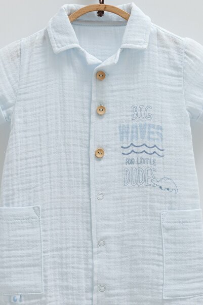 Caramell Baby Boy Jumpsuit %100 Cotton Double Pocket Detail 2025 Summer Season