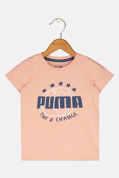 Puma Toddlers Girl Relaxed Fit Outdoor T-Shirt, Peach