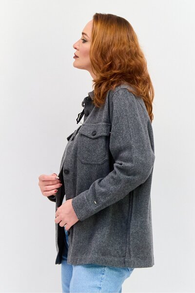 Tommy Hilfiger Women Heather Jacket Shirt, Grey