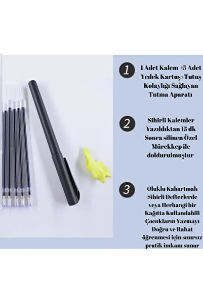 LRS STORE Kendiliğinden Silinen Kalem Seti 1 Kalem+5 Yedek Kartuş+1 Tutucu Si...