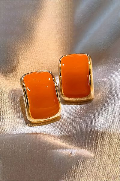 Glaren Orange Enamel Gold Color Women's Earrings