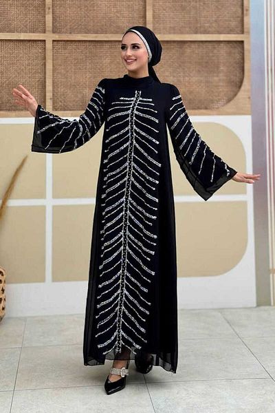 Bym Fashion Black Evening Dress 3915 - Stone Detail