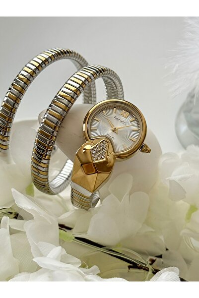 Ferrucci -(GOLD&GÜMÜŞ) Taş Detaylı Yılan Model Kadın Kol Saati-