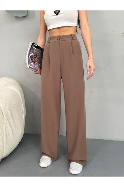 alanora Women's Loose Wide Leg Palazzo Fabric Trousers