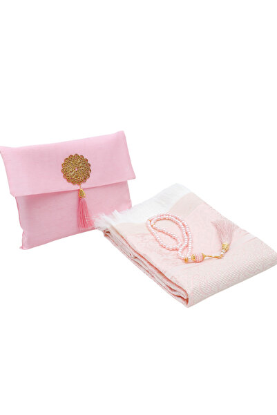 Modish Group Portable Prayer Set - Prayer Beads with Slub Pouch, Taffeta Prayer Rug and Pearl Vav
