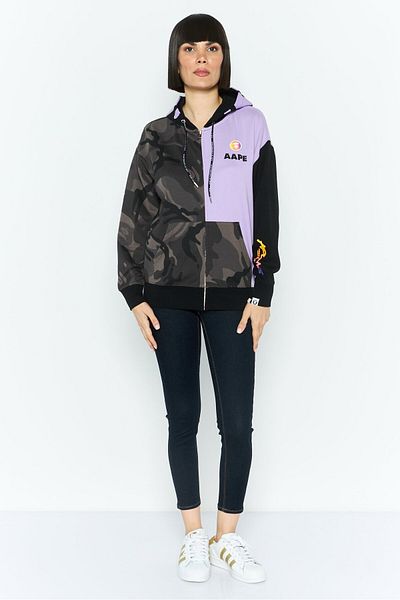 Aape By A Bathing Ape Women Hood With Drawstring Long Sleeve Brand Logo Sweatshirts, Light Purple
