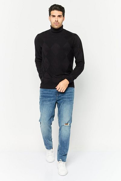 Sorbino Men Mock Neck Long Sleeves Heather Sweatshirt, Black