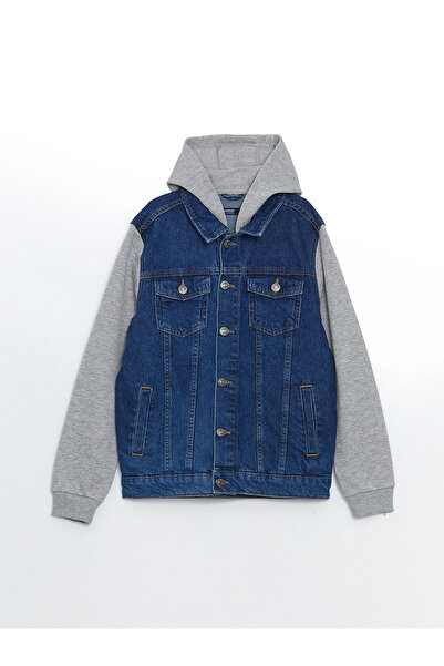 LC Waikiki Jachetă din denim pentru băieți cu glugă Peak New Season