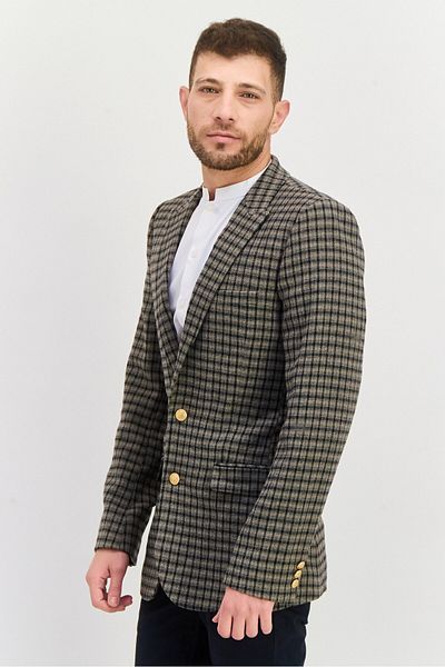 Asos Design Men Skinny Fit Checked Semi Formal Blazer, Grey