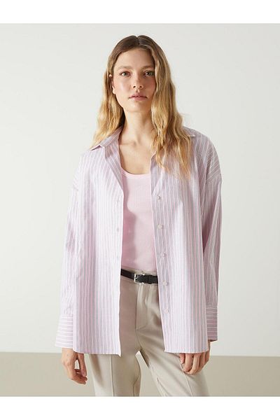 LC Waikiki Γυναικείο πουκάμισο LCW Vision ριγέ Oversize Poplin