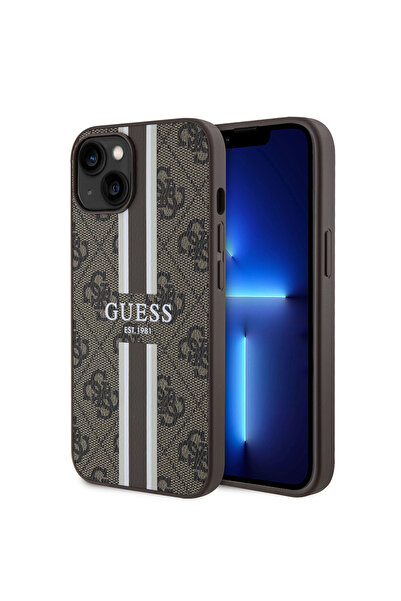 Guess iPhone 14 Kılıf Guess Lisanslı Magsafe Şarj Özellikli 4G Şerit Tasarıml...