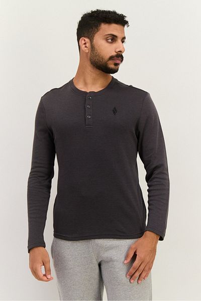 SKECHERS Men Sportswear Fit Long Sleeve Outdoor T-shirts, Charcoal