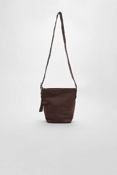 Stradivarius Faux suede crossbody bag with strap detail