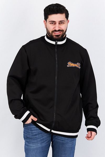 Le tigre Men High Neck Long Sleeve Brand Logo Full Zip Jacket, Black