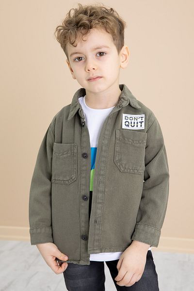 Cansın Mini Boy's 3-Piece Khaki Set - Coat of Arms Jeans, Shirt Pants 20026
