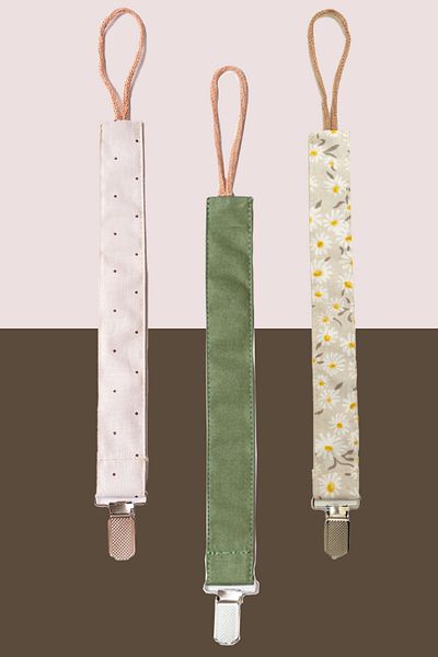 MyVera Khaki Mink Polka Dot - 3-Piece Daisy Pacifier Chain Set