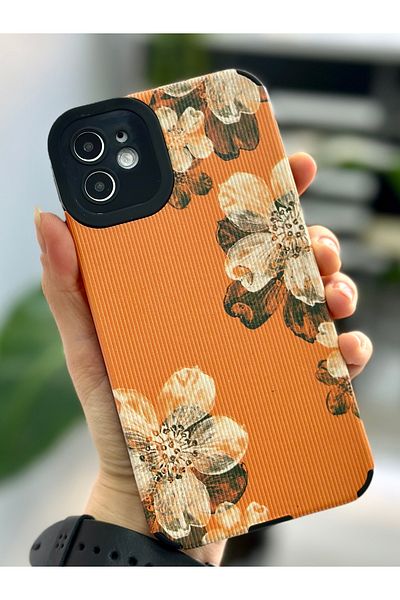 Go Aksesuar جراب سيليكون مرن بتصميم برتقالي متوافق مع هاتف Iphone 11