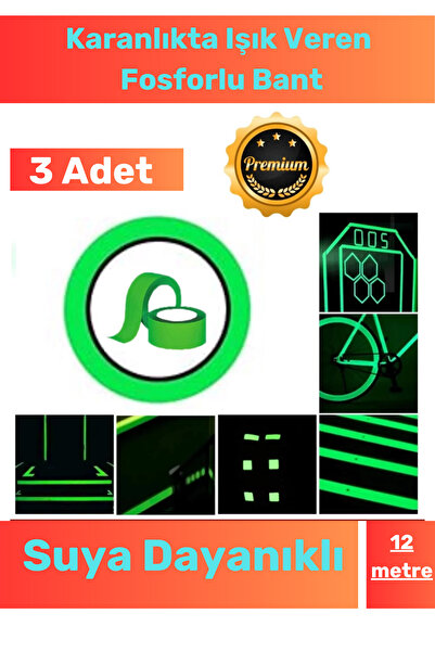 Genel Markalar Karanlıkta Işık Veren Yansıyan 12 Metre Fosforlu Yeşil Şerit Kendinden Yapışkanlı Reflektör Bant