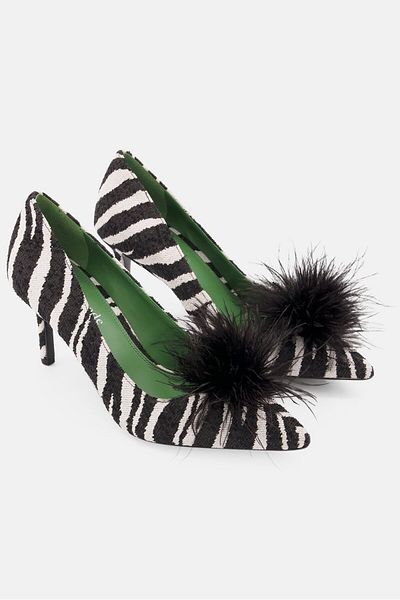 Kate Spade حذاء نسائي كاجوال سهل الارتداء من Marabou عريض، أسود