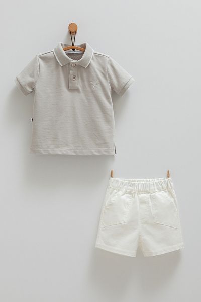 Caramell Baby Boy, Children's Set (Polo Collar Tee - Shorts) 100% Cotton 2025 Summer Season