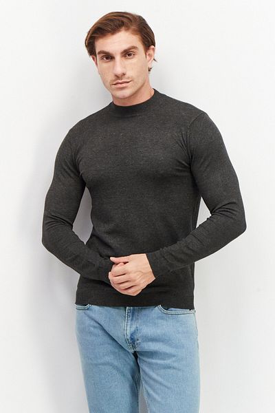 Sorbino Men Mock Neck Plain Sweaters, Grey