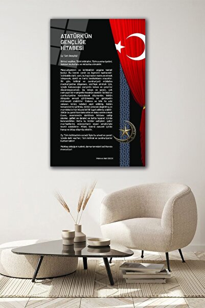 BestSanat Atatürk'ün Gençliğe Hitabesi Cam Tablo
