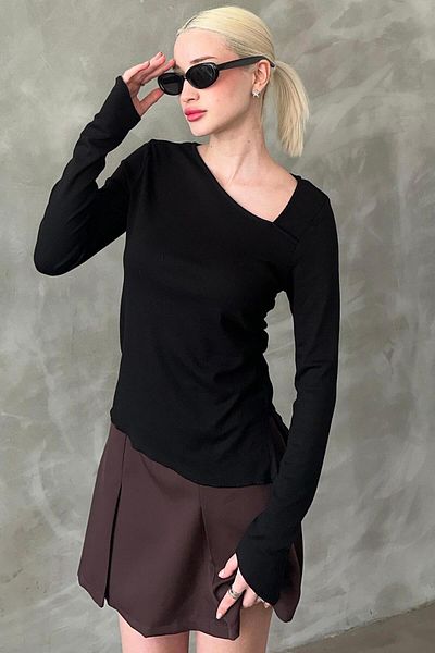 Madmext Schwarzer Damen-Body mit asymmetrischem Ausschnitt – Mg2311