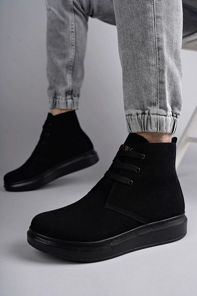 TB Terzi Bey Tb207 Oslo Lace-Up Suede Ανδρικά καθημερινά αθλητικά μποτάκια St - Μαύρα