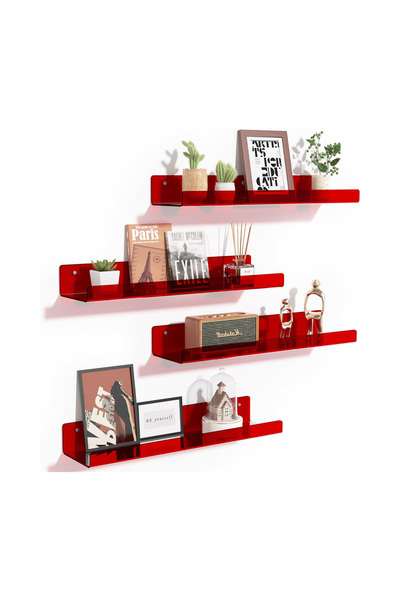 Trend Pleksi Transparan Bordo Duvar Raf (30cm x 10cm)