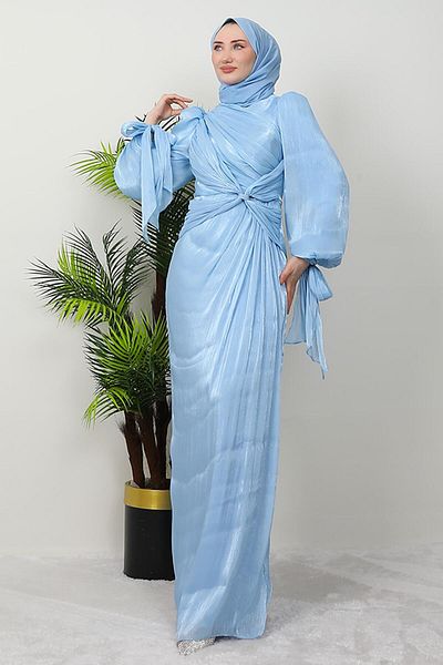 GİZ AGİYİM Βραδινό φόρεμα Orchid Baby Blue Silk