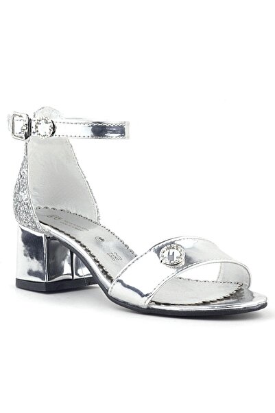 hapshoe Pantofi de seară pentru fete Elsa Silver Mirror Glitter Toc Stone