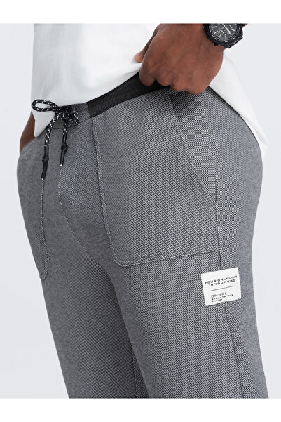 OMBRE Men's structured knit sweatpants - graphite V5 OM-PASK-0211 S