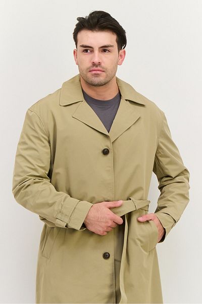 Esprit Men Solid Trench Coat, Tan