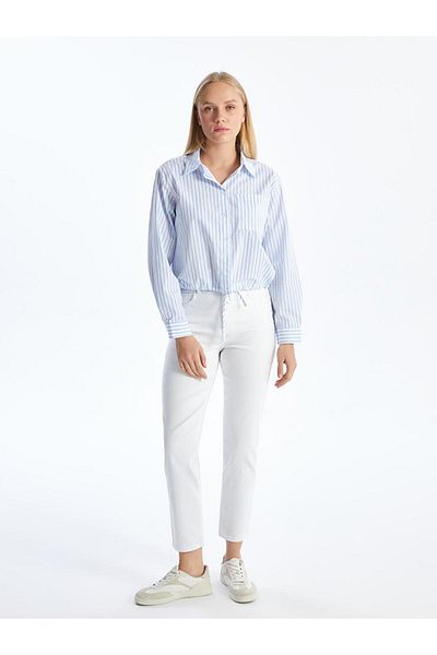LC Waikiki Cămașă de damă din popelin oversize cu dungi XSIDE