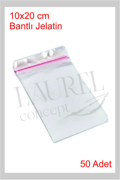 laurelconcept 50 Adet Bantlı Şeffaf Jelatin Poşet 10x20 cm