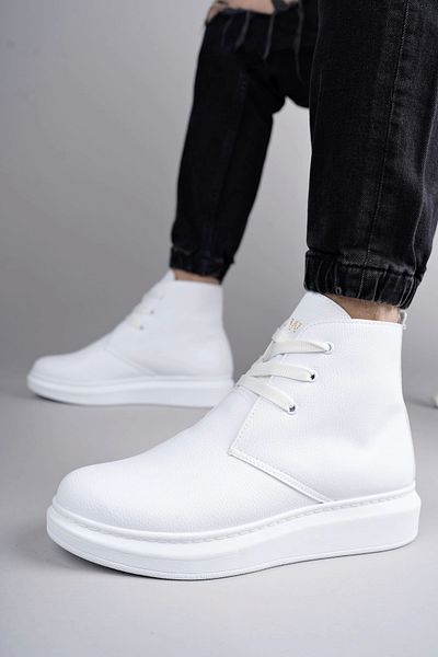 TB Terzi Bey Tb207 Oslo Lace-Up Skin Ανδρικά καθημερινά αθλητικά μποτάκια Bt - Λευκό