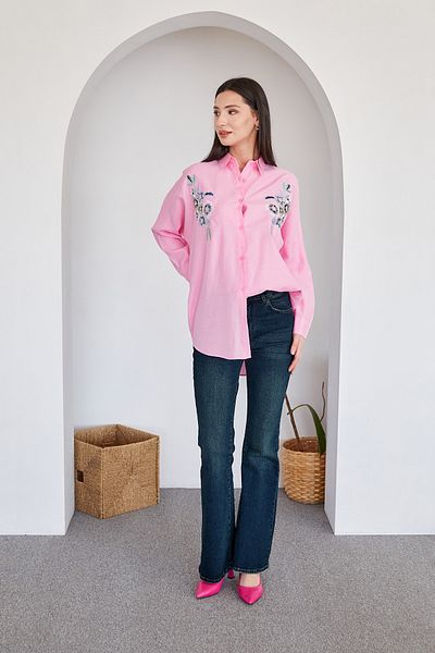 Fulla Moda Πουκάμισο με παγιέτες με κέντημα λουλουδιών