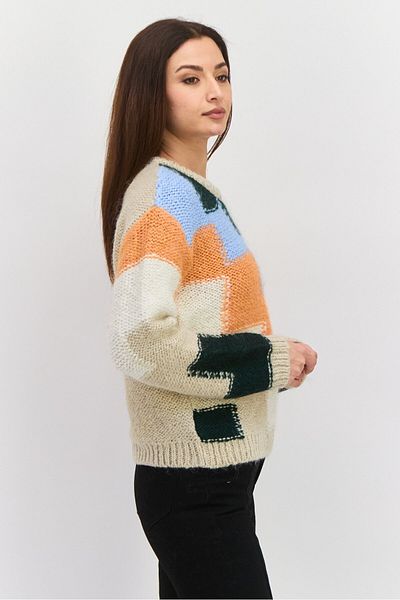 Esprit Women Cable Knit Long Sleeve Sweater, Beige Combo