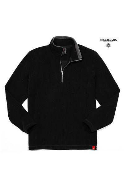 Cottonland Ανδρικό μπλουζάκι Fleece - Εσώρουχο με μισό φερμουάρ, μεσαίου πάχους, ΜΑΥΡΟ