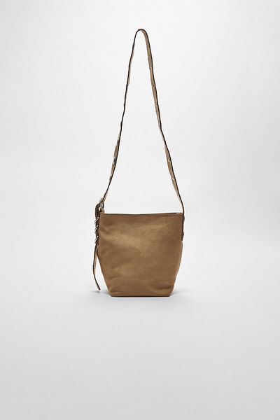 Stradivarius Faux suede crossbody bag with strap detail